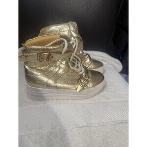 Metallic Gold Rockstar Girls Sneakers Size 8